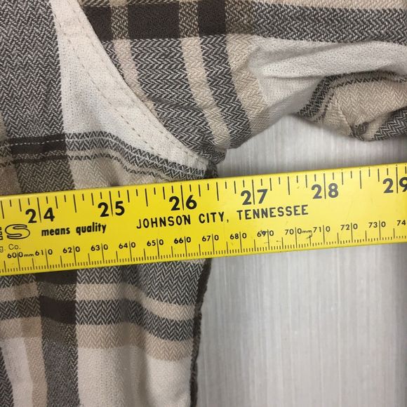 WRANGLER Authentics Men's Beige Plaid Long Sleeve Shirt Shacket Sherpa Fleece XL - Picture 7 of 11